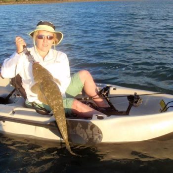 Katrina with her PB Flathead caught from our Hobie Kayak at Point Vernon.